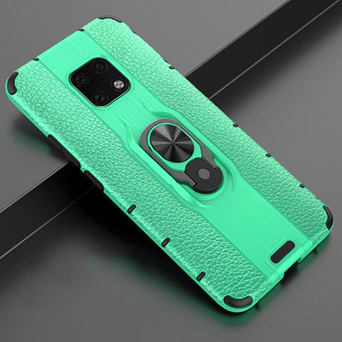 Funda Silicona Goma de Cuero Carcasa con Magnetico Anillo de dedo Soporte T04 para Huawei Mate 20 Pro Verde