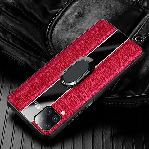 Funda Silicona Goma de Cuero Carcasa con Magnetico Anillo de dedo Soporte T04 para Huawei Nova 6 SE Rojo