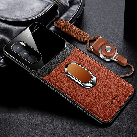 Funda Silicona Goma de Cuero Carcasa con Magnetico FL1 para Oppo K9 Pro 5G Marron