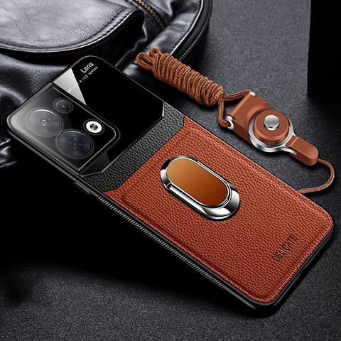 Funda Silicona Goma de Cuero Carcasa con Magnetico FL1 para Oppo Reno9 Pro+ Plus 5G Marron