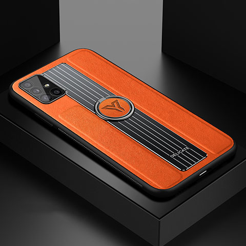 Funda Silicona Goma de Cuero Carcasa con Magnetico FL1 para Samsung Galaxy A51 4G Naranja