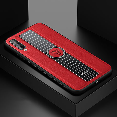 Funda Silicona Goma de Cuero Carcasa con Magnetico FL1 para Samsung Galaxy A70S Rojo