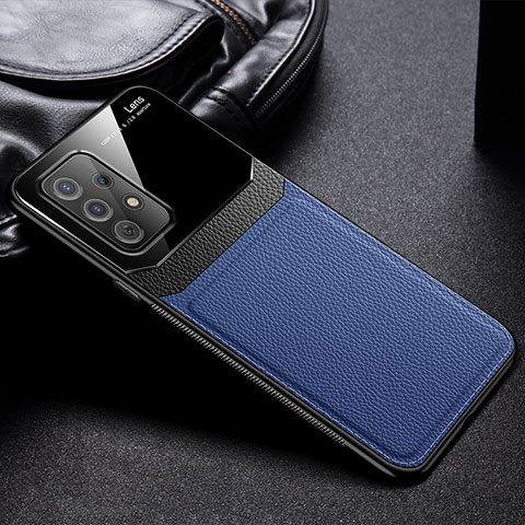 Funda Silicona Goma de Cuero Carcasa con Magnetico FL1 para Samsung Galaxy A72 5G Azul