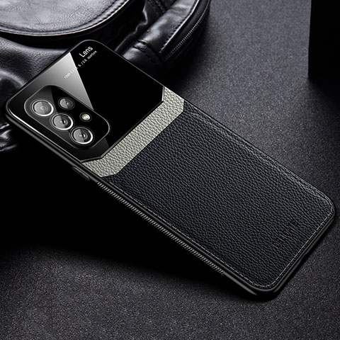 Funda Silicona Goma de Cuero Carcasa con Magnetico FL1 para Samsung Galaxy A73 5G Negro