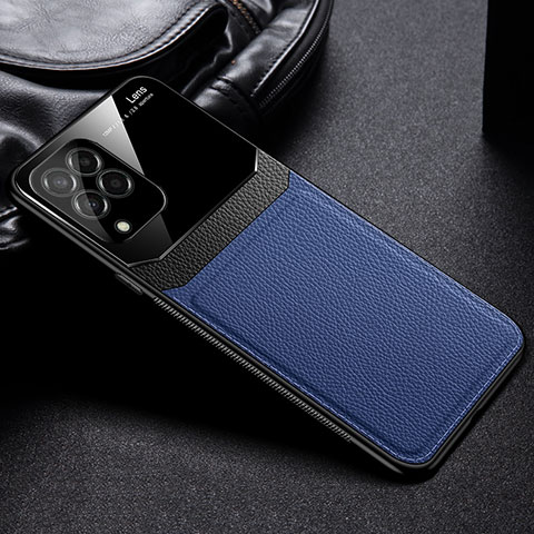 Funda Silicona Goma de Cuero Carcasa con Magnetico FL1 para Samsung Galaxy M53 5G Azul