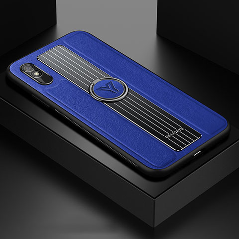 Funda Silicona Goma de Cuero Carcasa con Magnetico FL1 para Xiaomi Redmi 9A Azul