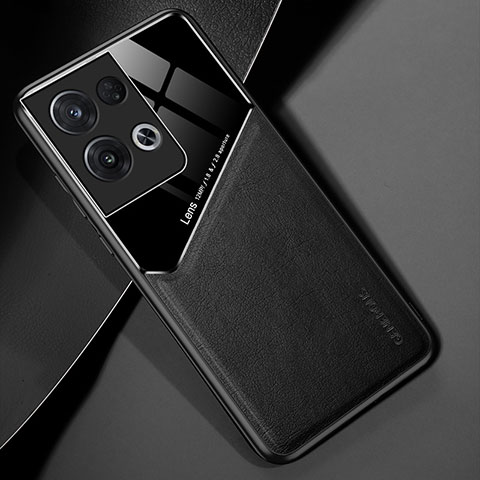 Funda Silicona Goma de Cuero Carcasa con Magnetico para Oppo Reno8 Pro 5G Negro