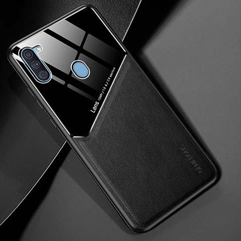 Funda Silicona Goma de Cuero Carcasa con Magnetico para Samsung Galaxy M11 Negro