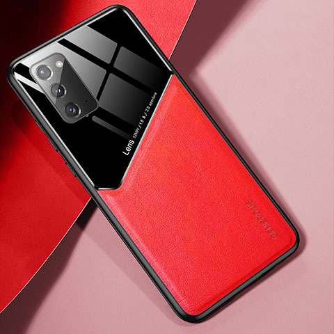 Funda Silicona Goma de Cuero Carcasa con Magnetico para Samsung Galaxy Note 20 5G Rojo