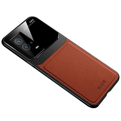 Funda Silicona Goma de Cuero Carcasa con Magnetico para Vivo iQOO 8 Pro 5G Marron