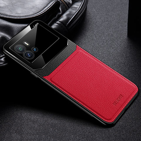 Funda Silicona Goma de Cuero Carcasa con Magnetico para Vivo iQOO 9 Pro 5G Rojo