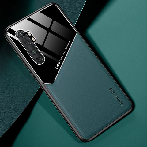 Funda Silicona Goma de Cuero Carcasa con Magnetico para Xiaomi Mi Note 10 Lite Verde