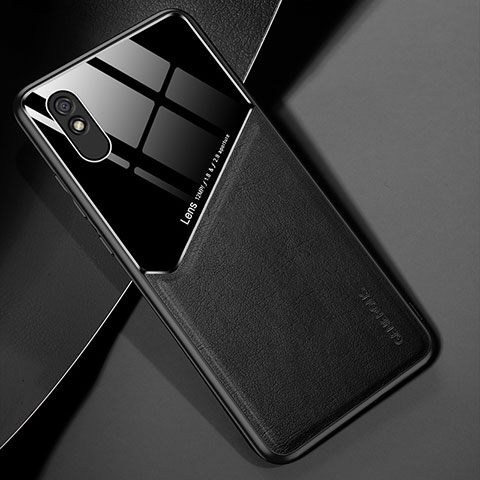 Funda Silicona Goma de Cuero Carcasa con Magnetico para Xiaomi Redmi 9AT Negro