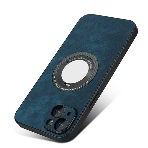 Funda Silicona Goma de Cuero Carcasa con Magnetico S07D para Apple iPhone 14 Azul
