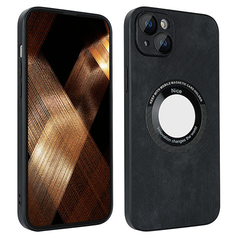 Funda Silicona Goma de Cuero Carcasa con Magnetico S14D para Apple iPhone 13 Negro