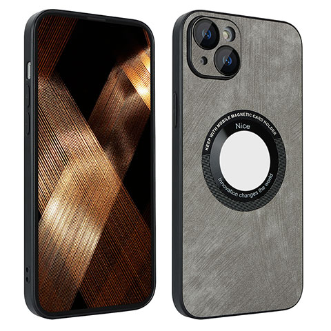Funda Silicona Goma de Cuero Carcasa con Magnetico S14D para Apple iPhone 14 Plus Gris Oscuro