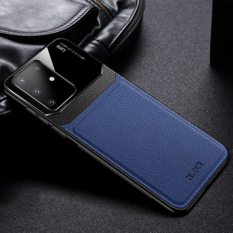 Funda Silicona Goma de Cuero Carcasa FL1 para Samsung Galaxy A91 Azul