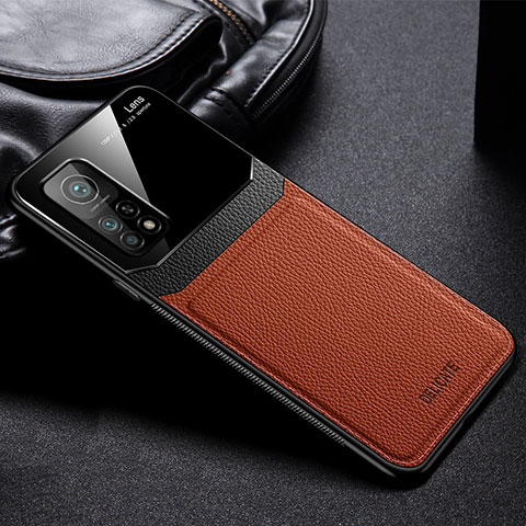 Funda Silicona Goma de Cuero Carcasa FL1 para Xiaomi Mi 10T Pro 5G Marron