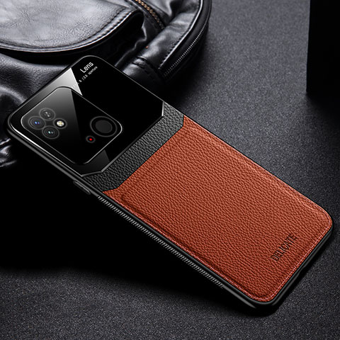 Funda Silicona Goma de Cuero Carcasa FL1 para Xiaomi Redmi 10C 4G Marron