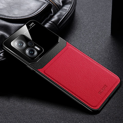 Funda Silicona Goma de Cuero Carcasa FL1 para Xiaomi Redmi Note 11T Pro+ Plus 5G Rojo