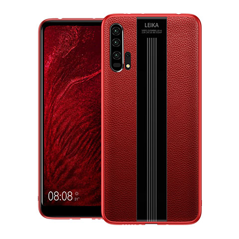 Funda Silicona Goma de Cuero Carcasa H01 para Huawei Honor 20 Pro Rojo