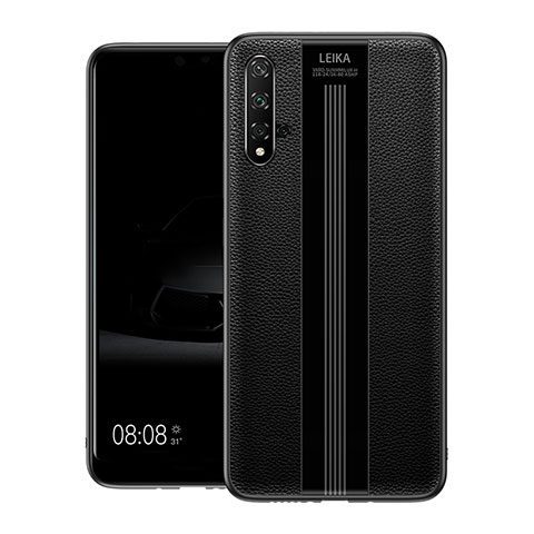 Funda Silicona Goma de Cuero Carcasa H01 para Huawei Nova 5T Negro