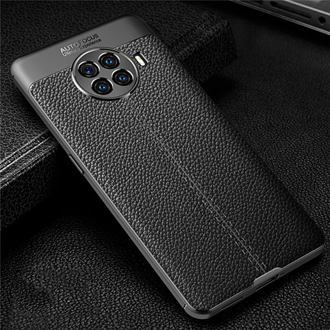 Funda Silicona Goma de Cuero Carcasa H01 para Oppo Ace2 Negro