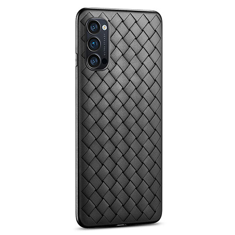 Funda Silicona Goma de Cuero Carcasa H01 para Oppo Reno4 5G Negro