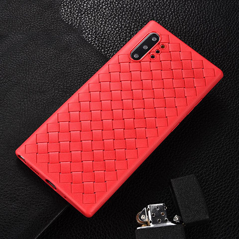 Funda Silicona Goma de Cuero Carcasa H01 para Samsung Galaxy Note 10 Plus Rojo