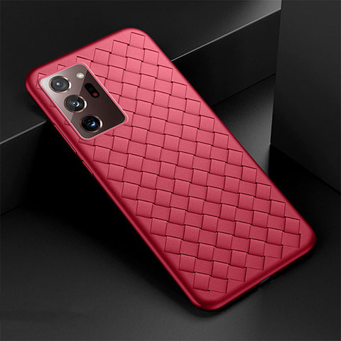 Funda Silicona Goma de Cuero Carcasa H01 para Samsung Galaxy Note 20 Ultra 5G Rojo