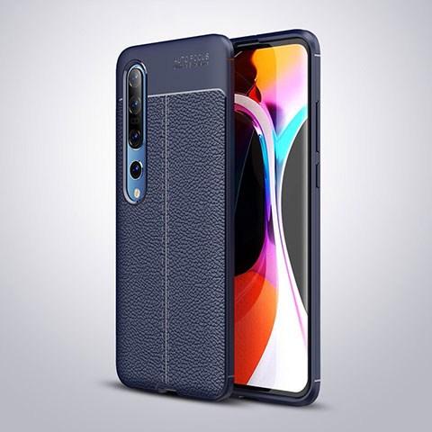 Funda Silicona Goma de Cuero Carcasa H01 para Xiaomi Mi 10 Pro Azul