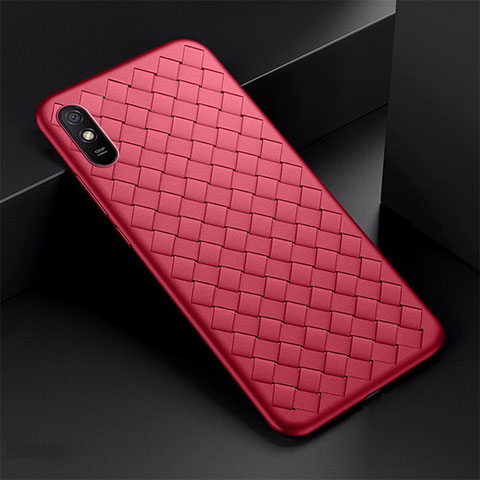 Funda Silicona Goma de Cuero Carcasa H01 para Xiaomi Redmi 9AT Rojo