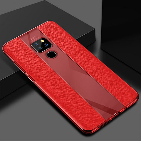 Funda Silicona Goma de Cuero Carcasa H02 para Huawei Mate 20 Rojo