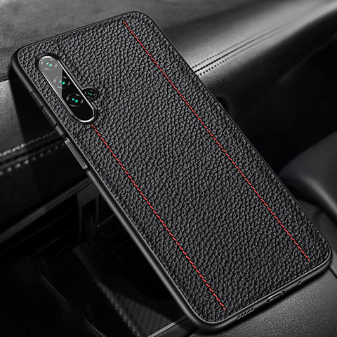 Funda Silicona Goma de Cuero Carcasa H02 para Huawei Nova 5T Negro