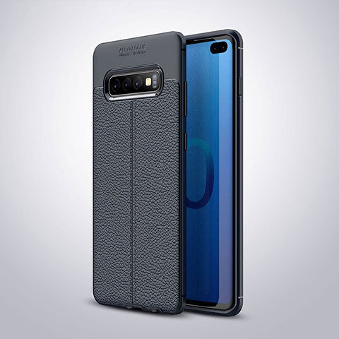Funda Silicona Goma de Cuero Carcasa H02 para Samsung Galaxy S10 Plus Azul