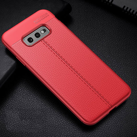 Funda Silicona Goma de Cuero Carcasa H02 para Samsung Galaxy S10e Rojo