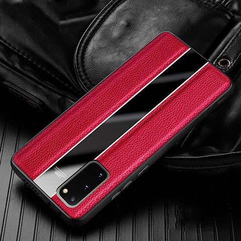 Funda Silicona Goma de Cuero Carcasa H02 para Samsung Galaxy S20 5G Rojo