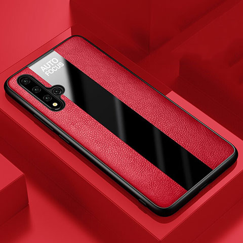 Funda Silicona Goma de Cuero Carcasa H03 para Huawei Honor 20 Rojo