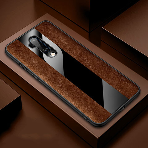 Funda Silicona Goma de Cuero Carcasa H03 para OnePlus 7T Pro Marron