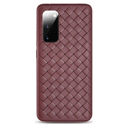 Funda Silicona Goma de Cuero Carcasa H03 para Samsung Galaxy S20 5G Marron