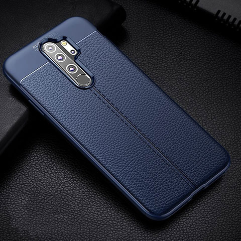 Funda Silicona Goma de Cuero Carcasa H03 para Xiaomi Redmi Note 8 Pro Azul