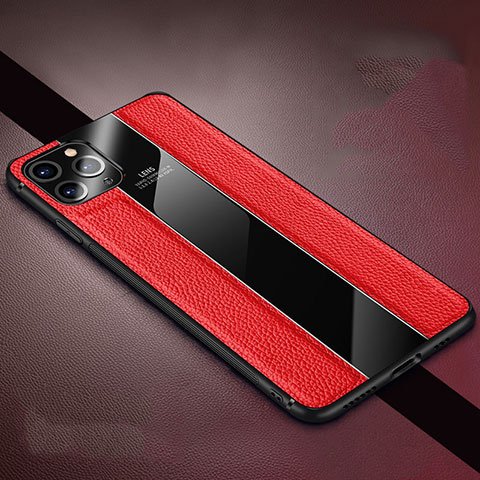 Funda Silicona Goma de Cuero Carcasa H04 para Apple iPhone 11 Pro Max Rojo
