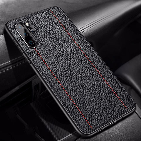 Funda Silicona Goma de Cuero Carcasa H04 para Huawei P30 Pro Negro