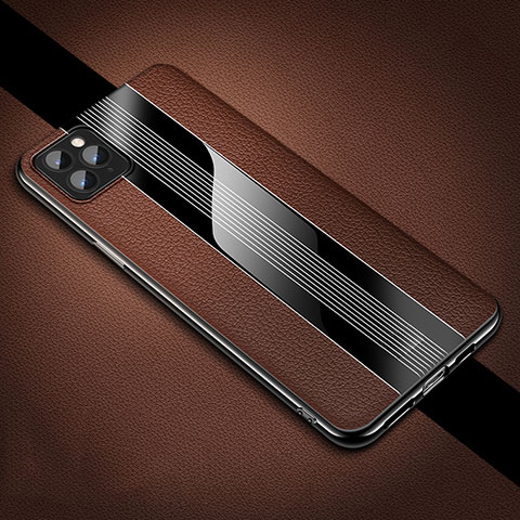 Funda Silicona Goma de Cuero Carcasa H05 para Apple iPhone 11 Pro Max Marron