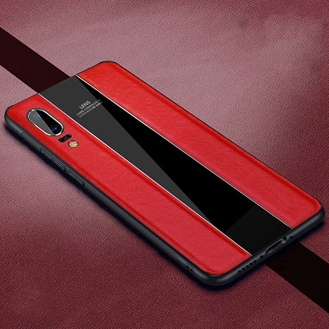 Funda Silicona Goma de Cuero Carcasa H05 para Huawei P20 Rojo