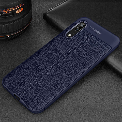 Funda Silicona Goma de Cuero Carcasa H06 para Huawei P20 Azul