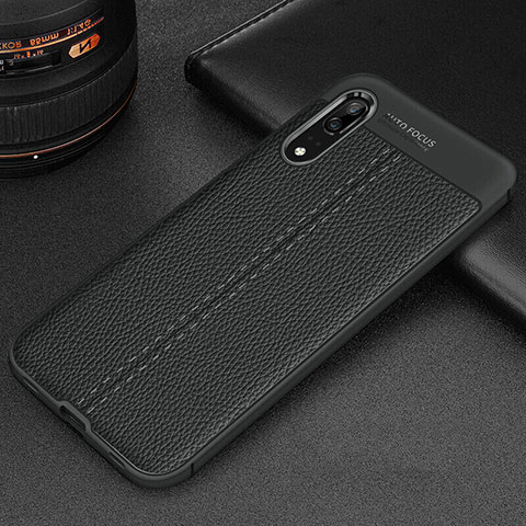 Funda Silicona Goma de Cuero Carcasa H06 para Huawei P20 Negro