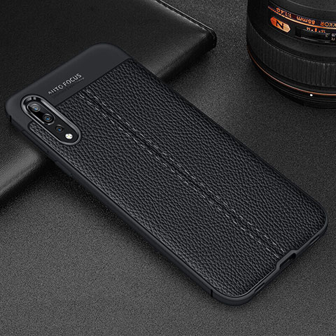 Funda Silicona Goma de Cuero Carcasa H07 para Huawei P20 Pro Negro