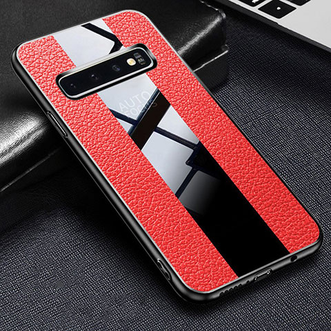 Funda Silicona Goma de Cuero Carcasa L01 para Samsung Galaxy S10 Rojo