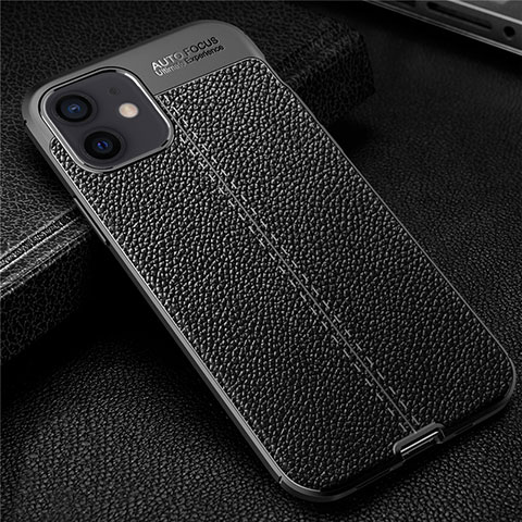 Funda Silicona Goma de Cuero Carcasa para Apple iPhone 12 Negro